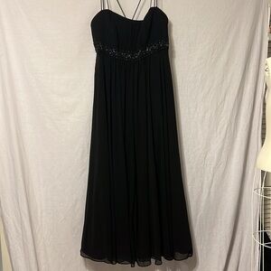 David’s Bridal black dress with spaghetti straps